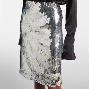 Magda Butrym Silver Sequin Skirt NWT